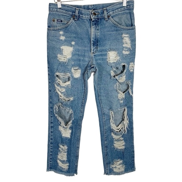 Vintage Lee Distressed Straight Leg Jeans - Picture 1 of 8